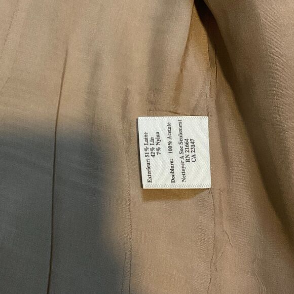 Talbots Petites Womens Wool Linen Blazer Suit Jacket Size 8 USA Made - Picture 7 of 10